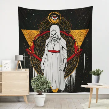 

New Horror Skull Tapestry Halloween Black and White Skull Necklace Tapestry Cloth Painting Home Decoration tapestry witchcraft