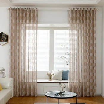 

Semi Sheer Voile Light Filtering Window Curtain Grommet Panels For Bedroom Living Room simple Tulle Curtains Home Decor J