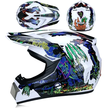 

2020 Professional Racing White Blue Motocross Helmet teenager motocycle Casque with 3 kits gift moto gloves mask goggles
