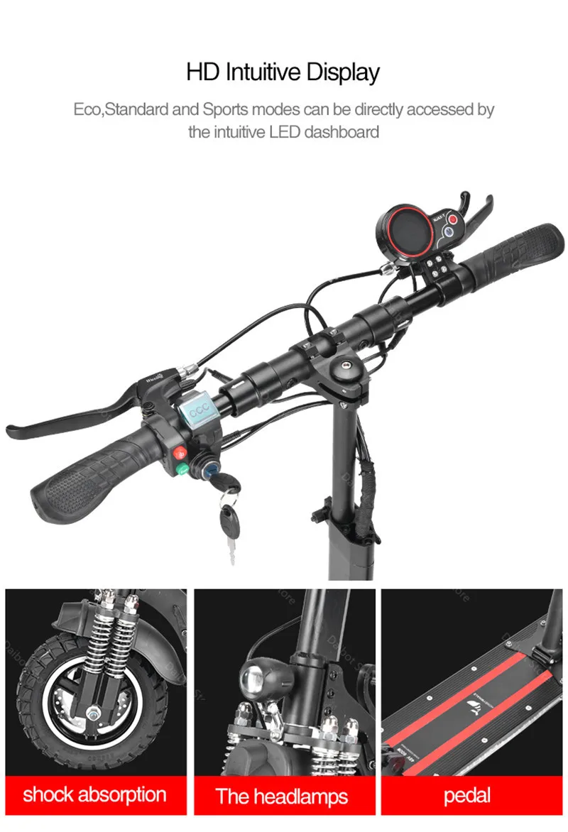 Foldable E Scooter 2 Wheels Electric Scooters With Front BagPhone Holder 10'' 500W 10Ah EU Stock Electric Scooter Adults (23)