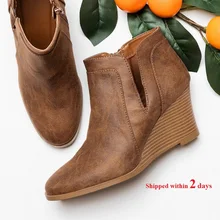 MoneRffi/осенне-зимние ботинки; классические ботильоны из искусственной кожи; зимняя замшевая женская обувь без шнуровки; Новинка года; модные женские ботинки; Размеры 35-43