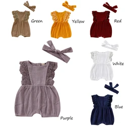 Ensemble de vêtements pour nouveau né fille, barboteuse en dentelle à volants 