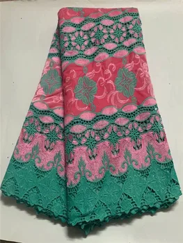 

latest fashions african green pink lace fabric flowers embroidered with rhinestones high quality african guipure lace fabric FT4