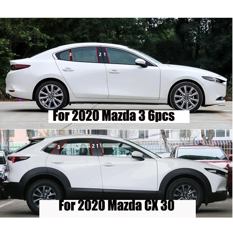 Car Sticker For Mazda 3 CX30 CX 30 2020 2021 Window Pillar Trim PC 6PCS/SET