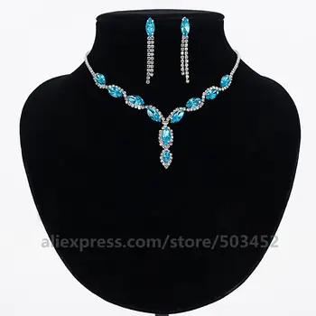 

80sets/lot Classical Water Droplets Ketting Necklace with Earring Nekelaces Crystal Rhineston Fashion Style Pendants Necklace