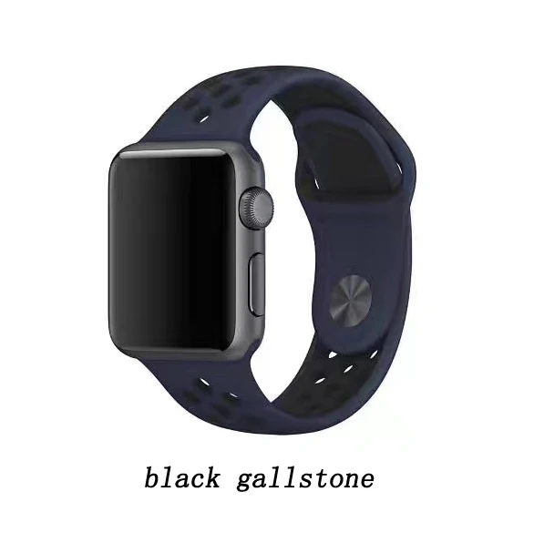 Новое поступление резиновый спортивный ремешок для iwatch 4 3 2 1 ремешок для apple watch 42 мм 38 мм 40 мм 44 мм серия 5 - Цвет ремешка: black gallstone
