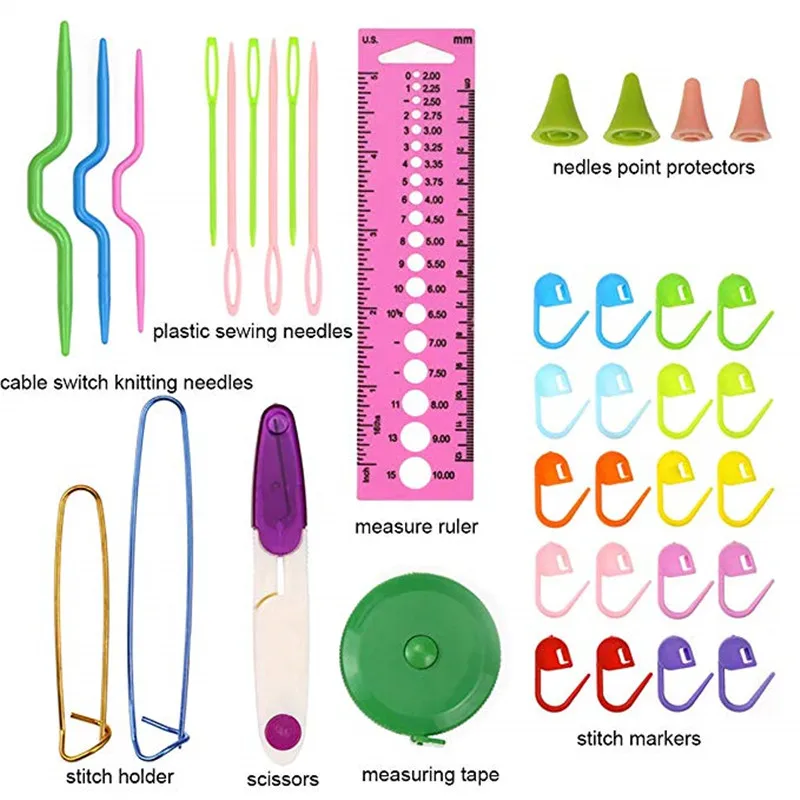 Knitting Needles Hooks Set 14pcs Straight Knitting Needles 12pcs Small Lace Crochet Needles Hook Sewing Accessories Kit with Bag (2)