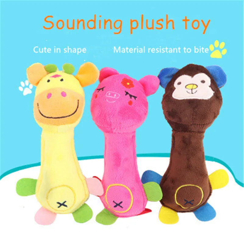 

Cute Pet Dog Cat Funny Fleece Durability Plush Dog Toys Squeak Chew Sound Interactive Toy Fit For All Pets Long Plush Puppy Toy
