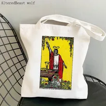 

Women Shopper bag The Magician Tarot Printed Bag Harajuku Shopping Canvas Shopper Bag girl handbag Tote Shoulder Lady Bag