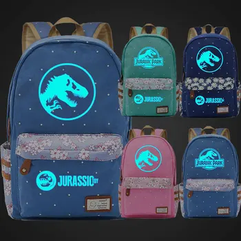 

Blue Luminous Fashion Adventure Dinosaur Jurassic Park World Flowers Dot Boy Girl School bag Bagpack Teenagers Canvas Backpack