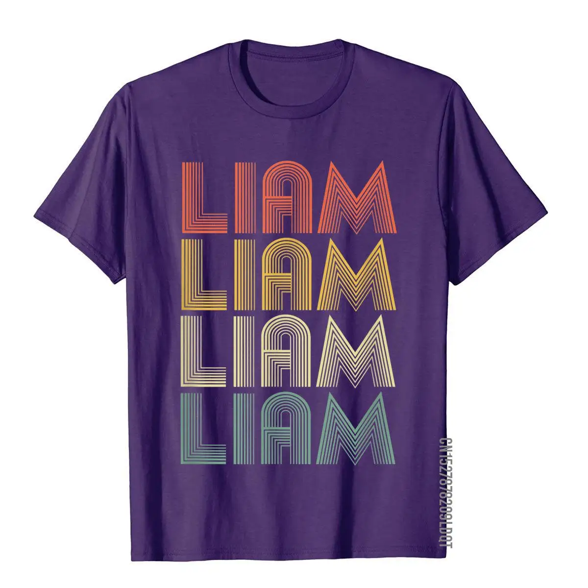 Liam Retro Personalized First Name 70s Vintage T-Shirt__B7920purple