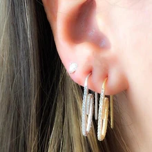 Женские серьги из серебра 100% пробы с фианитами|shaped earrings|thin