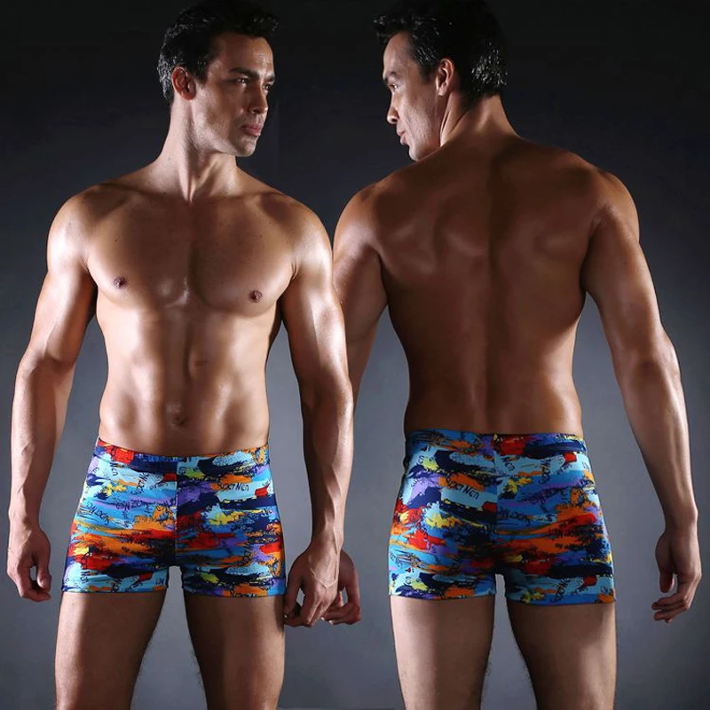 

Hot Sales Vintage Allover - Print Elastic Band With Ties Sexy Swim Trunk Big Men Plus Size XXX men's Swimwear
