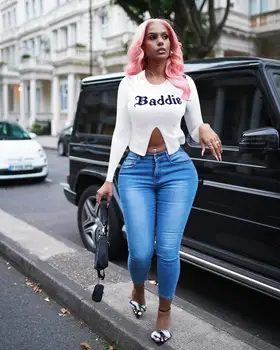 

Echoine Autumn Winter Letter Print Tshirt Top woman tshirts Sexy crop top Irregular Split new vintage long Sleeve Tops