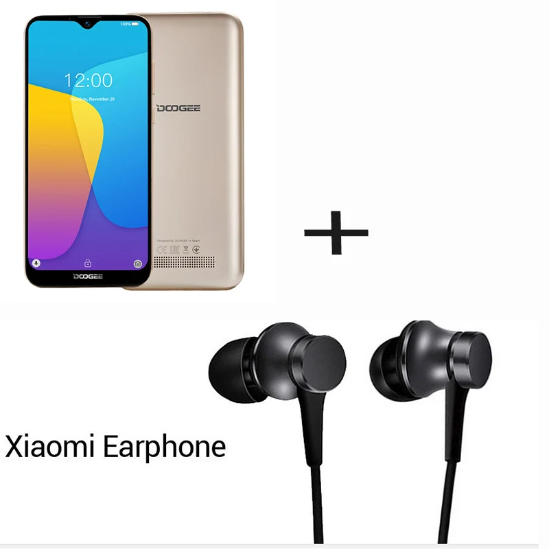 DOOGEE X90 6,1 ''HD Android 9,0 19:9 1 ГБ 16 ГБ разблокировка лица смартфон 8 Мп камера MT6580A четырехъядерный 3400 мАч 5 В/1 а мобильный телефон - Цвет: Gold N earphone