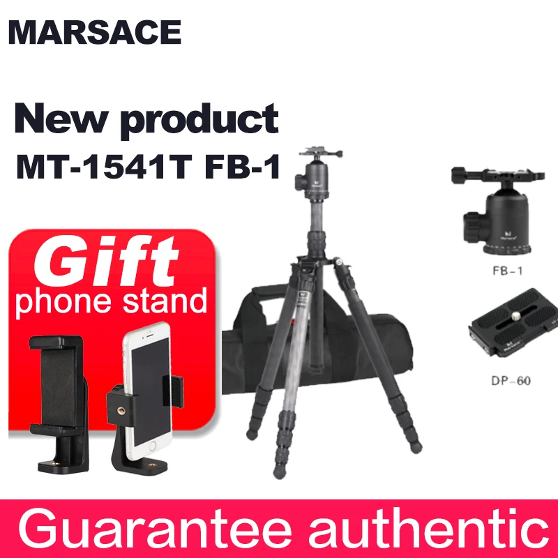 US $365.52 MARSACE MT1541TFB1DP60 Carbon Fiber 4 Section SLR Camera Photography Reflex Travel Tripod Head Set