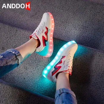

Size 35-44 Men Casual Shoes Luminous Sneakers for Women USB Charging Glowing Casual Shoes with Light Led Light Sneakers Luminous
