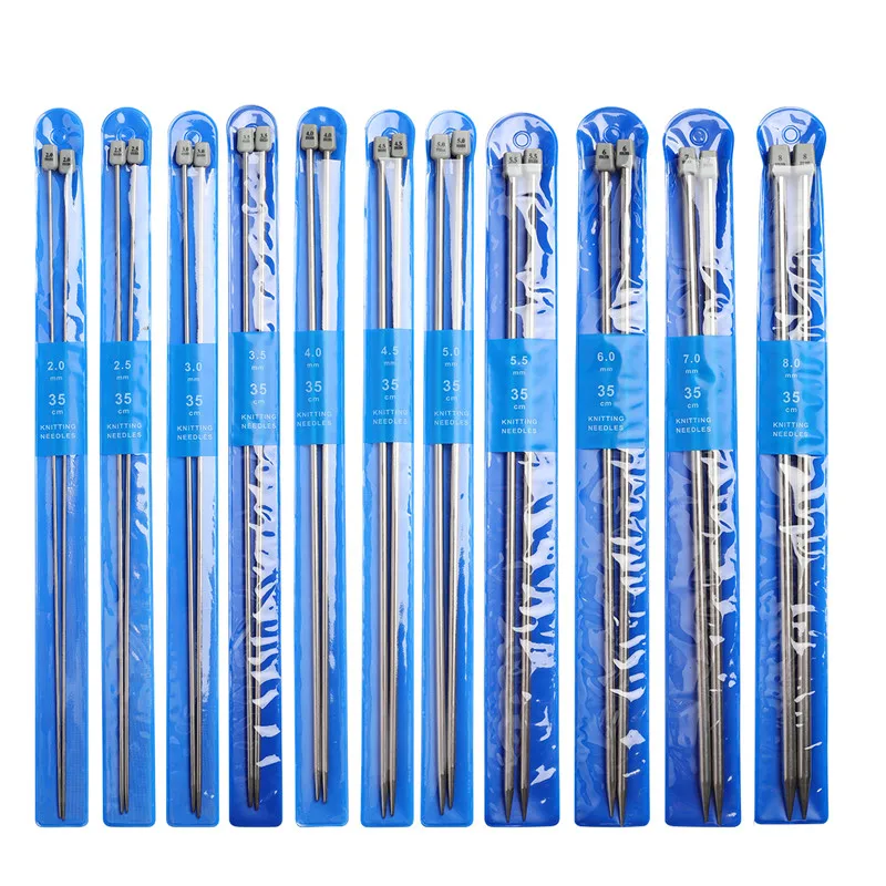 

11 Pairs Knitting Needles Set 35cm Single Pointed Knitting Needles Straight DIY Weaving Tool long Sweater Scarf Needle 2-8mm