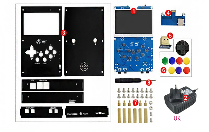 (UK) without 3B plus Raspberry Pi GamePi43 портативная Ретро игровая консоль на основе - Комплект: (UK) without 3B plus