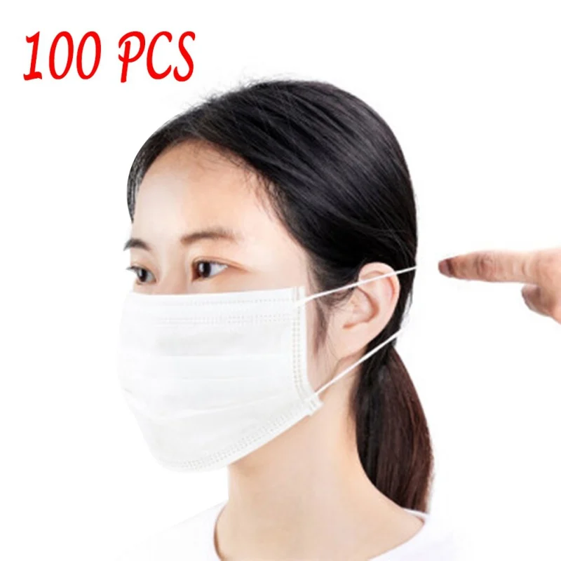 

Q 100 Pcs/Pack Mask Disposable Epidemic Masks Three Layers Of Non-woven Fabrics Anti-virus Anti-fog Dustproof Breathable Mask