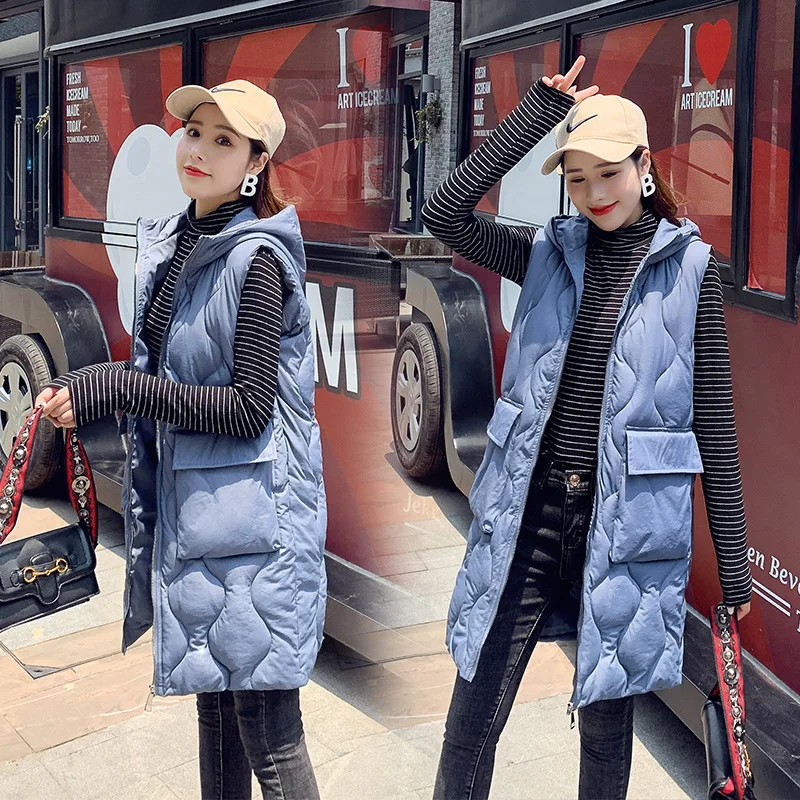 

2019 Autumn And Winter New Style Cotton Vest Women's Mid-length Loose-Fit Slimming Students Thick Vest Cotton Coat Waistcoat Fas