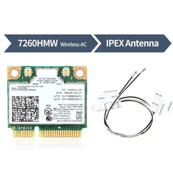 

Dual Band 1200Mbps 802.11ac 7260HMW Intel7260 7260AC 2.4G/5G Wlan Wi-Fi Bluetooth 4.0 Mini PCIe WiFi Wireless Network PCIe Card