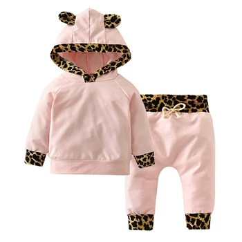

Autumn Baby Girls Clothe Lovely Leopard Long Sleeve Hoodies Pant Trousers Set Kids 2PCS Outfit Set 0-24M Newborn Baby Clothes