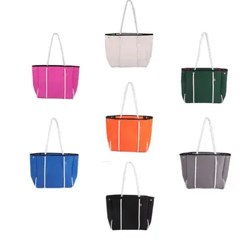 

THINKTHENDO Women Neoprene Casual Tote Large Capacity Shopping Handbag Tote Zipper Summer Beach Shoulder Bag