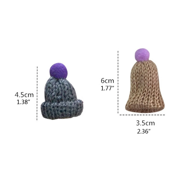 Handmade Mini Finger Hat Pom Pom Hat Brooch Earrings Making Christmas Knit Christmas Tree Ornaments Crafts 100Pcs