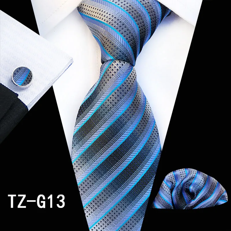 Ricnais 8 см Шелковый мужской галстук набор черный красный плед полосатый носовой платок запонка шелковый галстук деловой Свадебный карман квадратный галстук - Цвет: 13