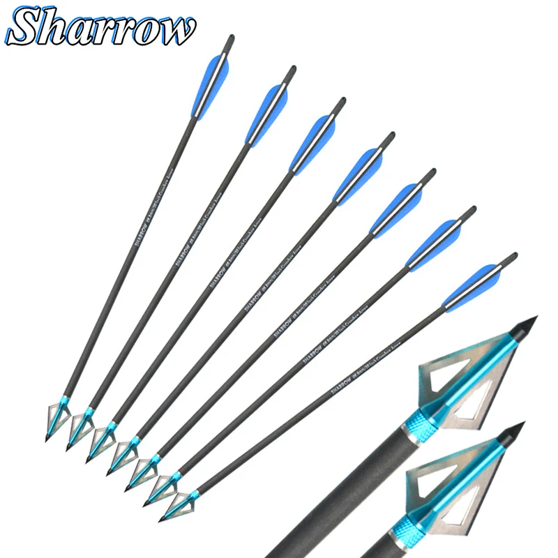 12 Piece Crossbow Carbon Arrows 17-22/" Archery Bolt Target Practice Hunting Blue