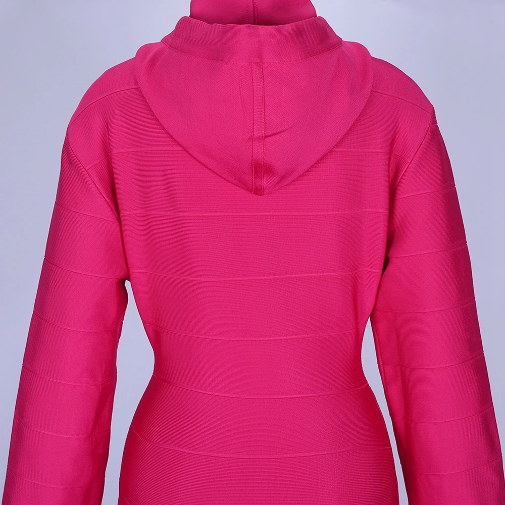 Ocstrade розовый круглый шеи с длинным рукавом мини-платье повязки SW073-Pink