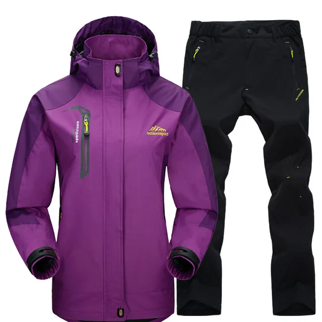 Лыжный костюм, мужские лыжные комплекты для сноубординга, уличная теплая водонепроницаемая ветрозащитная куртка+ штаны, женский осенний зимний лыжный костюм - Цвет: women color-4