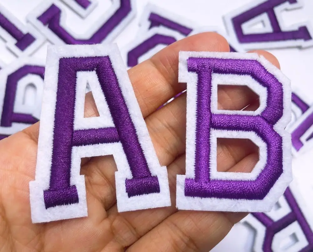 Аппликация с фиолетовыми буквами нашивка алфавитом вышитые аппликации надписью
