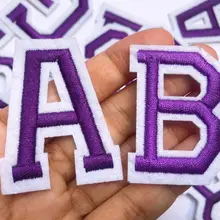 Аппликация с фиолетовыми буквами нашивка алфавитом вышитые