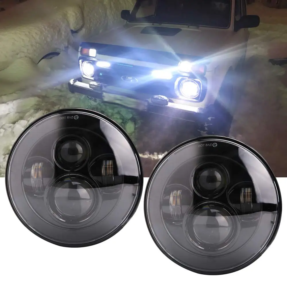 Для UAZ 4x4 Jungle Lada urban Niva 7 ''светодиодные фары H4 дальнего ближнего света для Jeep JK TJ