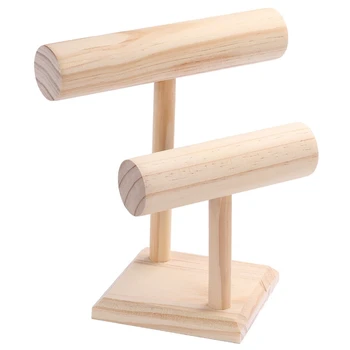 

AFBC 2-Tier Wooden T-Bar Jewelry Bracelet Watch Bangle Necklace Display Holder Stand Organizer Decoupage