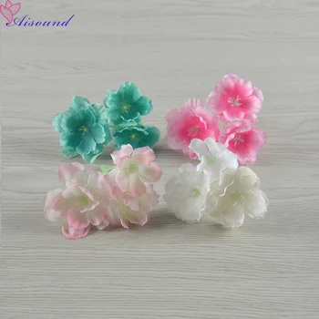 

50pc Artificial Silk Sakura Cherry Blossom Flowers Head with Stick DIY Craft Flowers Supplies Wreath or Garland