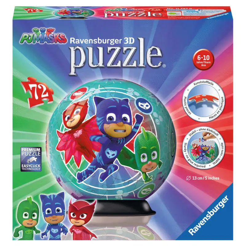 Ravensburger, Puzzleball 3D 72 шт PJ Masks(11/5