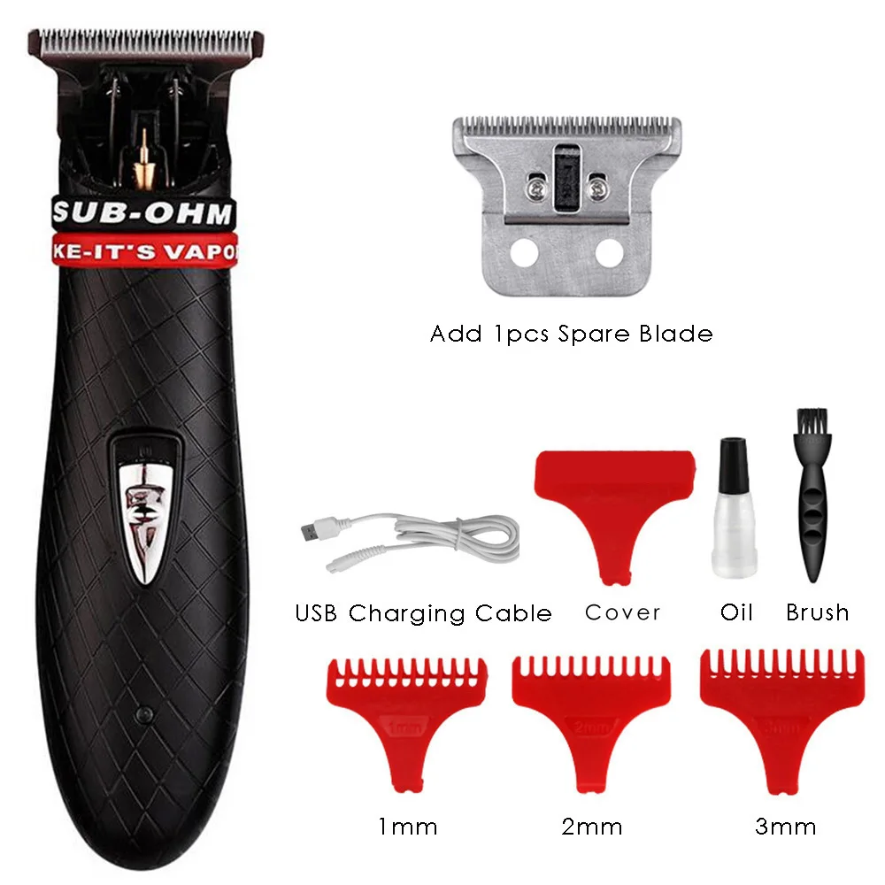 Black Add 1pcs Blade Профессиональная Точная машинка для стрижки волос, электрический триммер для волос, бритва для бороды, Бритва для мужчин, стрижка близка к 0 мм, Парикмахерская Машинка для стрижки волос - Цвет: Black Add 1pcs Blade