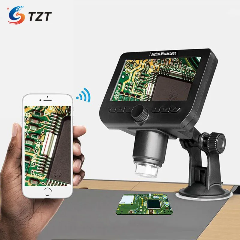 

TZT 2MP 50X-1000X WiFi Digital Microscope w/4.3" LCD Display For Circuit Detection Industrial Repairs