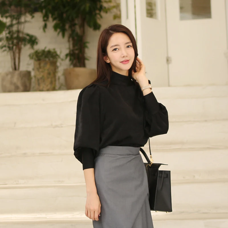 H Han Queen Women's Winter Korean Style 2 Pieces Set Solid Color Loose Sweatshirt& Itrregular Midi Long Bodycon Skirts OL Suits