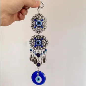 

Turkish Blue Glazed Glass Evil Eye Lucky Wall Car Office Home Amulet Decoration Individual Pendant Wall Hanging Handicraft