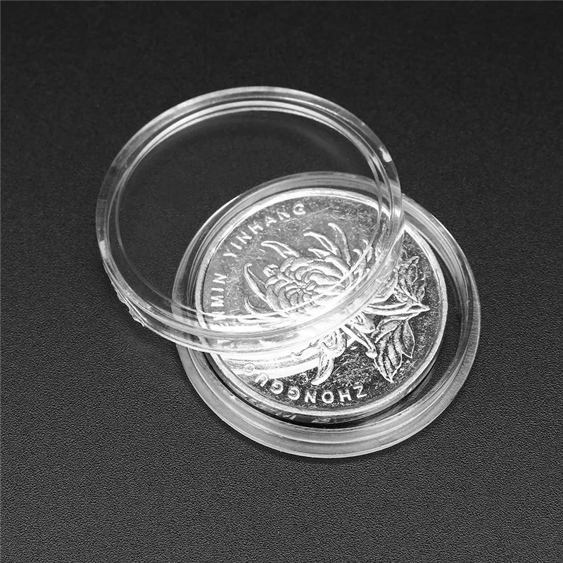 Портативная круглая коробка для хранения 100 шт. 27 мм монетные футляры капсулы держатель применяется прозрачный PS материал прозрачный Устойчивость к царапинам