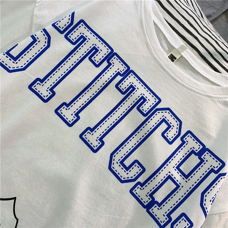 GCAROL 2020 Spring Summer Women Cartoon T-shirt Oversized Graphic Stripes Graffiti Long Tees Multi-design harajuku Tops