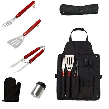 

Camping Bbq Tools 7Pcs/Set Stainless Steel Grill Cooking Kit Utensils Bbq Tools Kitchen Accessories Apron Foldable Storage Bag