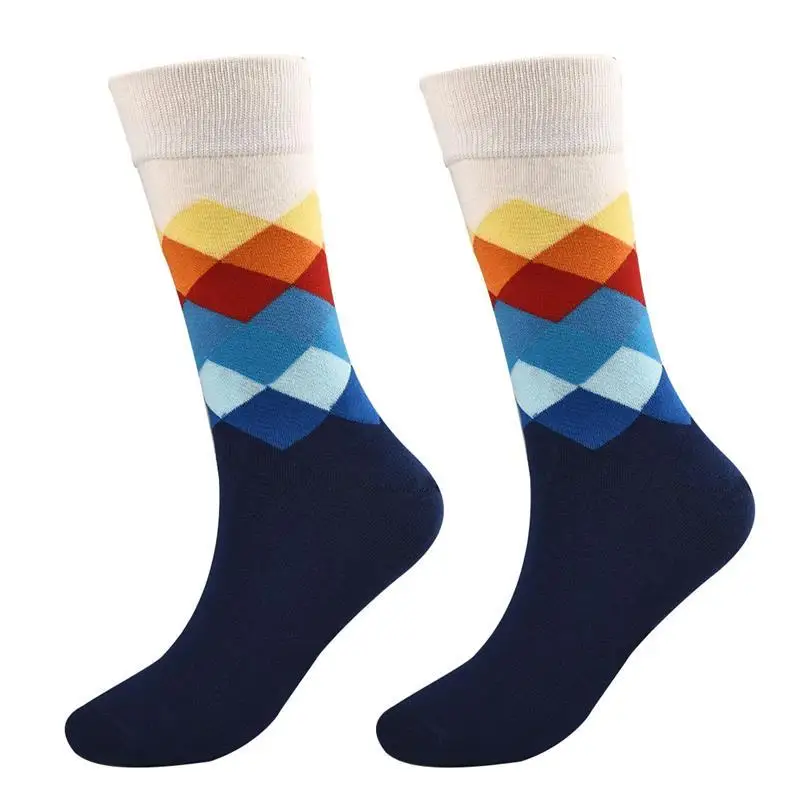 1 пара новых мужских носков, хлопковые цветные мягкие зимние осенние носки для мужчин, удобные носки - Цвет: 06