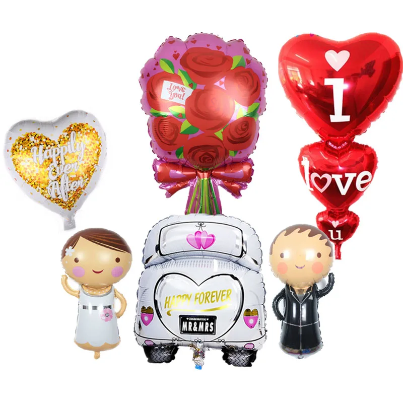 1pc Big Size Wedding Car Ballon Inflatable Diamond Ring Foil Balloons Set for Wedding Party Decoration Valentine Gifts Balloons
