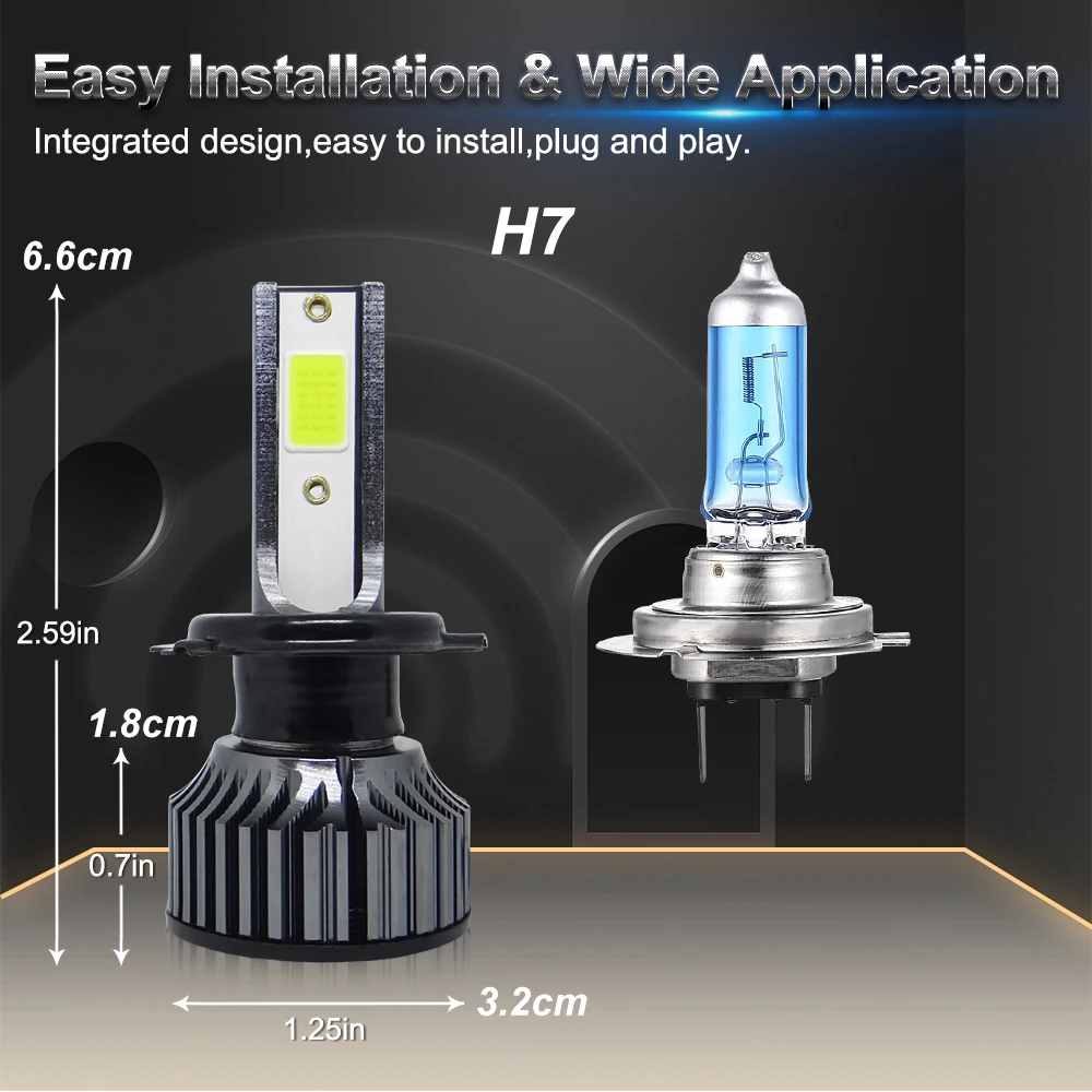 Ampoules LED H4 8000K - 80W, 20000LM, 12V/24V - Pour Phares & Antibrouillard - Lot De 2