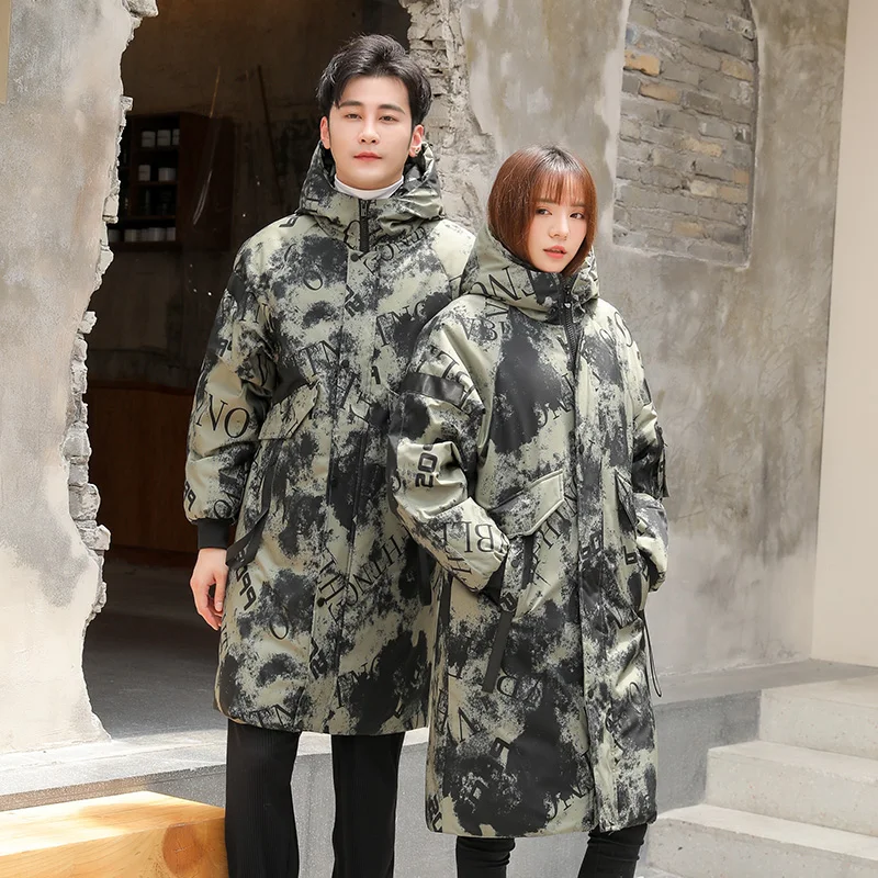 

Brand Top Quality 90% White Duck Down For Men Down Jacket Winter Warm Casual Camouflage Hood Down Coat Couple down jacket